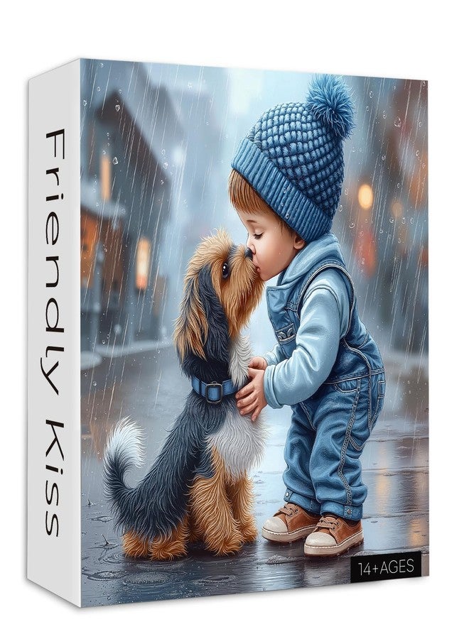 PICKFORU أحجية كلاب لطيفة للكبار، 1000 قطعة، أحجية PICKFORU الودية على شكل قلوب حب، تصميم جرو ممطر صعب للغاية كديكور منزلي - Image 1